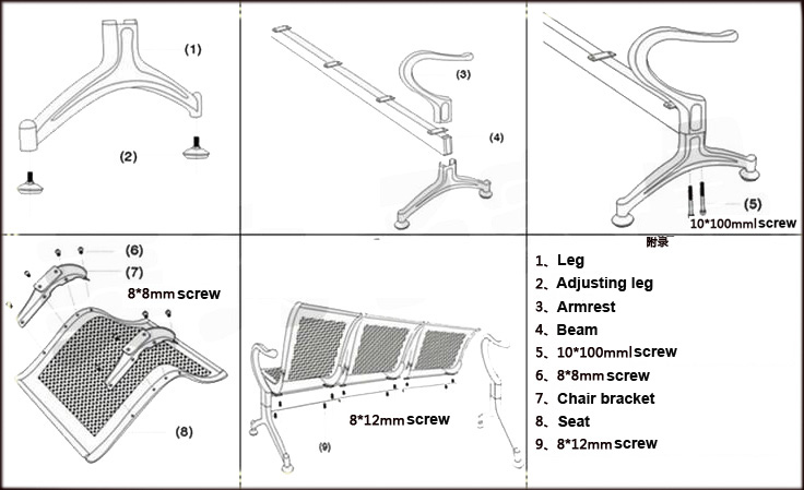 Installation and precautions of airport seating(图1)