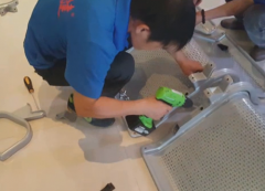 Installation of aluminum airport chair